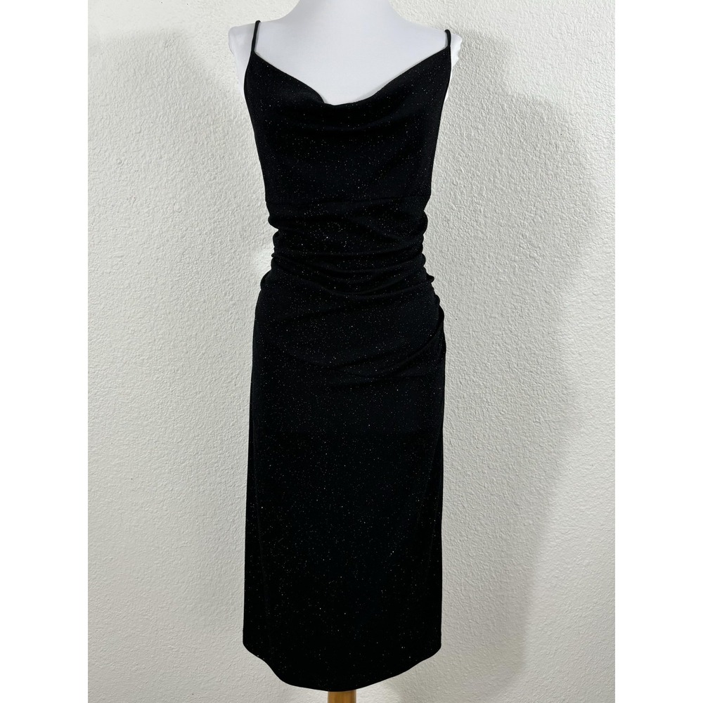 Vintage‎ Alyn Paige Dress Womens Medium Sparkly Cowl Neck Ruched Made USA Y2K